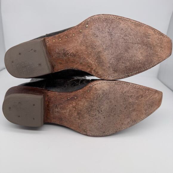 Pecos Bill Women Boot Size 8 Dark Mocha Inlay Distressed Leather Cowgirl Western - Picture 10 of 14